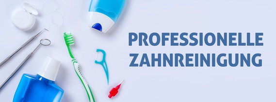 Zahnpflegeprodukte auf einem hellen Hintergrund - Professionelle Zahnreinigung